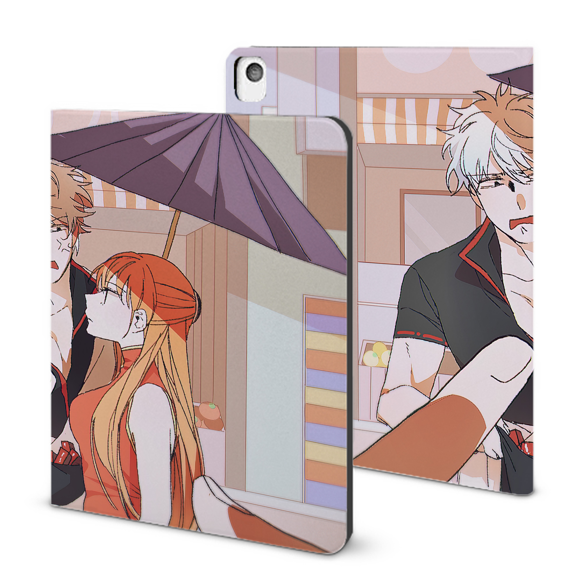 （画像用） ぎんたま 坂田銀時（さかたぎんとき） 神楽 志村新八（しむら しんぱち） GINTAMA Sakata Gintoki Kagura Shimura Shinpachi IPadケース ペンホルダー付き ブックスタイルデザイン